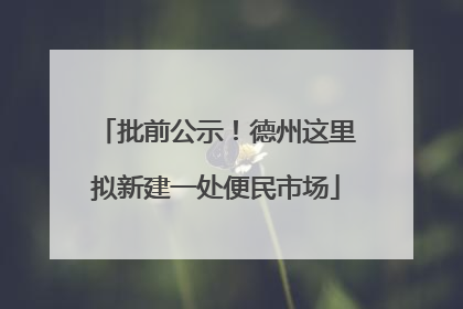 批前公示！德州这里拟新建一处便民市场